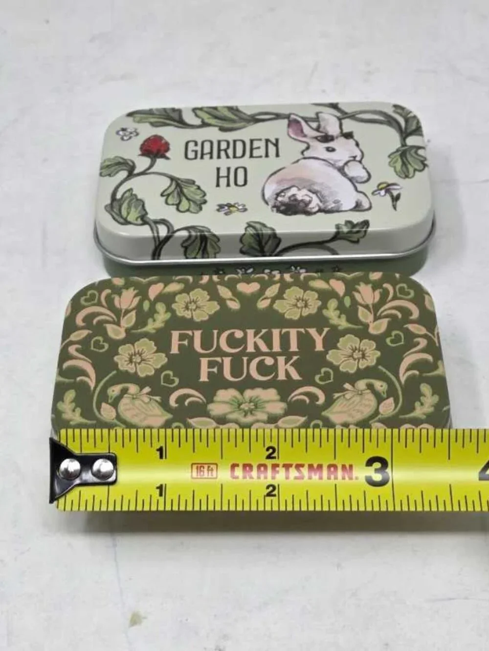 Set of 2 Urban Outfitters sentiment tin box scented candles Garden Ho bunny